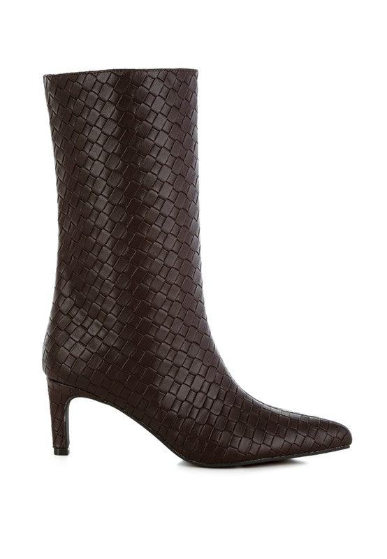 Mentha Woven Faux Leather Boots-Reef Love