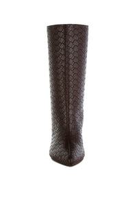 Mentha Woven Faux Leather Boots-Reef Love