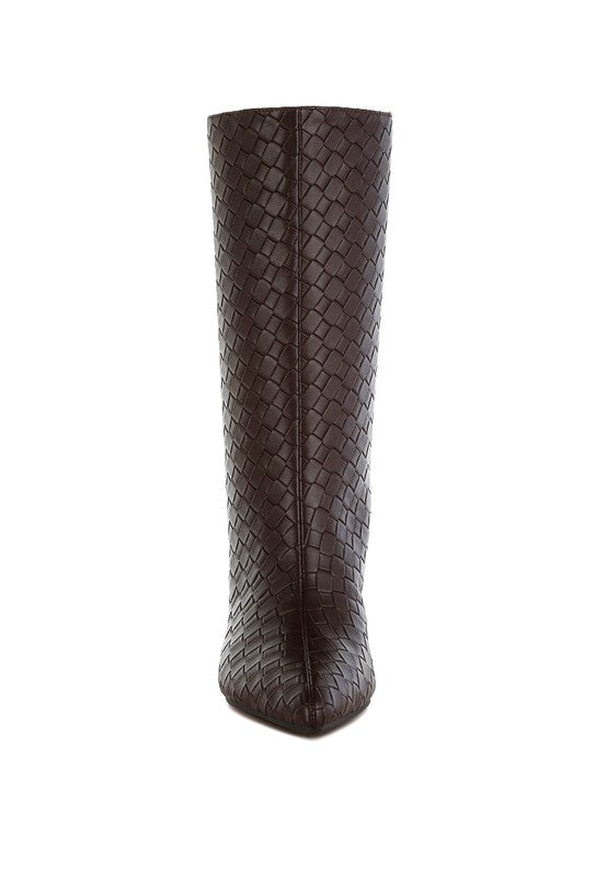 Mentha Woven Faux Leather Boots-Reef Love