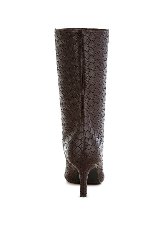 Mentha Woven Faux Leather Boots-Reef Love