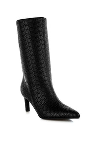 Mentha Woven Faux Leather Boots-Reef Love
