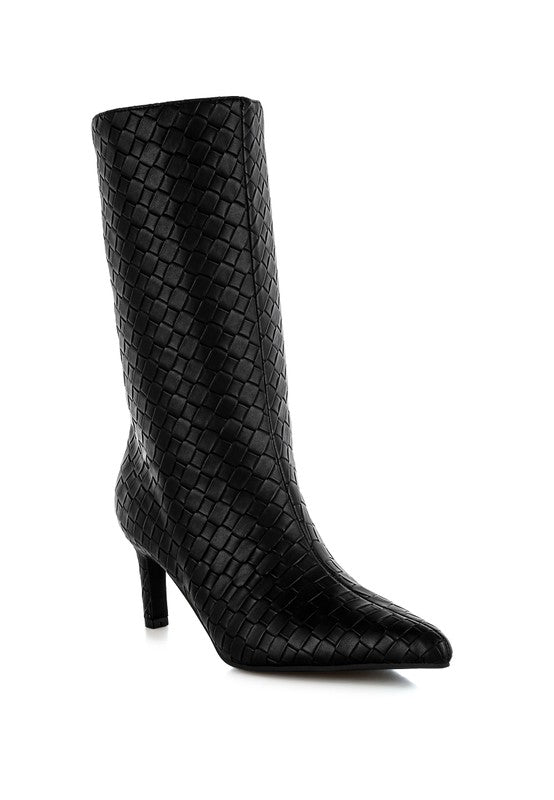 Mentha Woven Faux Leather Boots-Reef Love