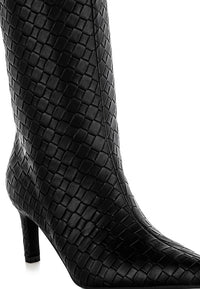 Mentha Woven Faux Leather Boots-Reef Love