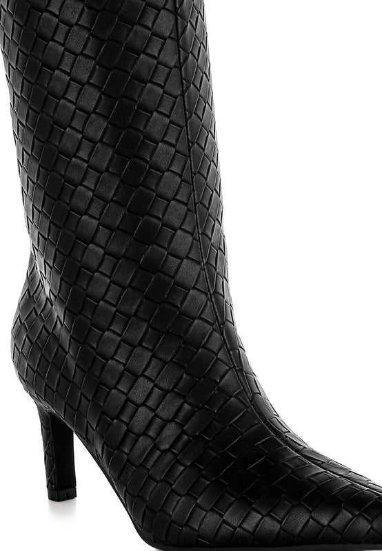 Mentha Woven Faux Leather Boots-Reef Love
