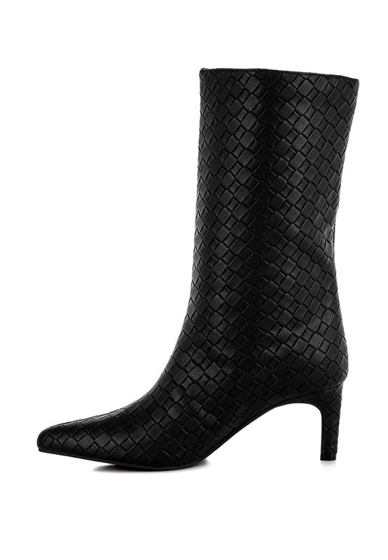 Mentha Woven Faux Leather Boots-Reef Love