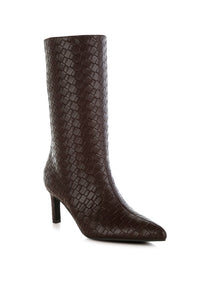 Mentha Woven Faux Leather Boots-Reef Love