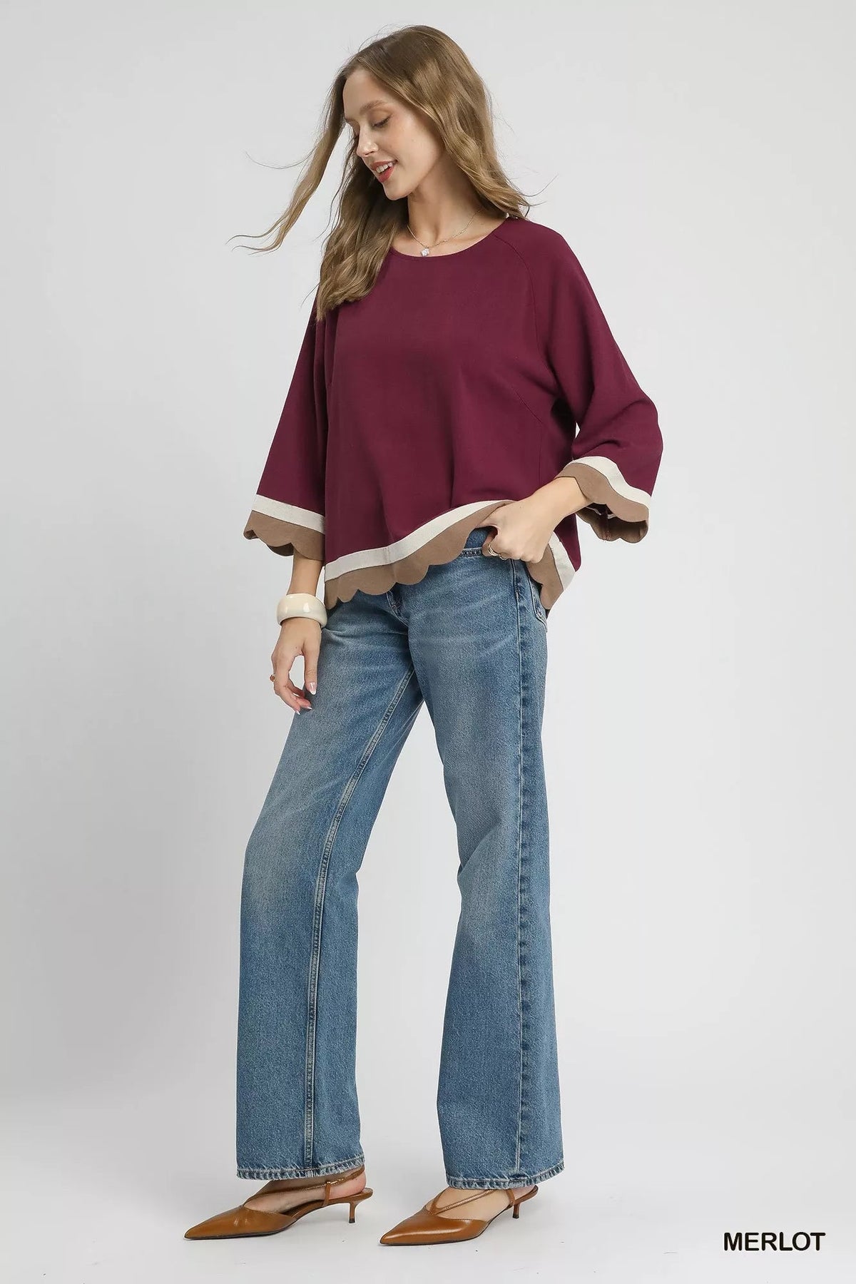 Merlot Scalloped Hem Color Block Tunic - Reef Love