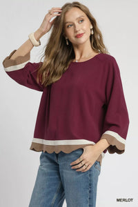 Merlot Scalloped Hem Color Block Tunic - Reef Love