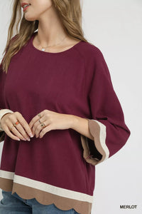 Merlot Scalloped Hem Color Block Tunic - Reef Love