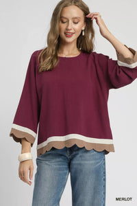 Merlot Scalloped Hem Color Block Tunic - Reef Love