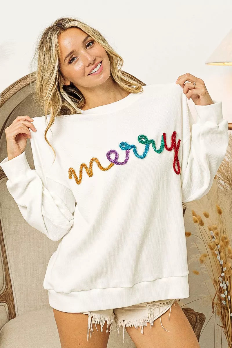 Merry Tinsel Lettering Sweatshirt