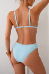 Shop Mesh Trim Solid High Cut Bikini-Minimalist mesh-trim bikini with a high-cut leg and soft stretch fit. Sleek, feminine, and perfect for beach vacations or poolside lounging.-available at Reef Love online boho-chic boutique
