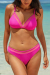 Shop Mesh Trim Solid High Cut Bikini-Minimalist mesh-trim bikini with a high-cut leg and soft stretch fit. Sleek, feminine, and perfect for beach vacations or poolside lounging.-available at Reef Love online boho-chic boutique