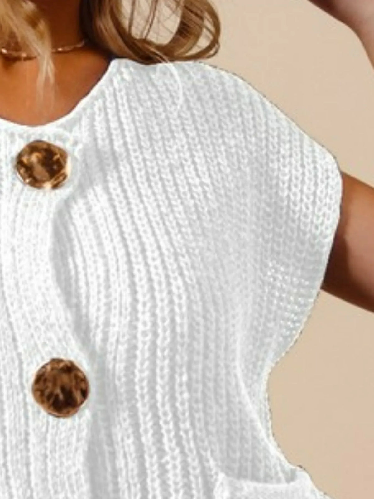 Metal Button Front Sweater