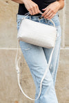 Mia Convertible Woven Crossbody Handbag-convertible crossbody handbag in vegan leather with removable strap and top handle.
