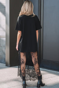 Midnight Muse Lace Overlay T-Shirt Maxi Dress-Reef Love