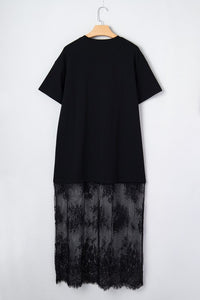 Midnight Muse Lace Overlay T-Shirt Maxi Dress-Reef Love