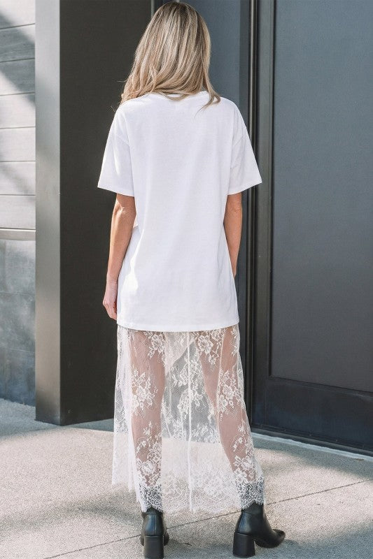 Midnight Muse Lace Overlay T-Shirt Maxi Dress-Reef Love