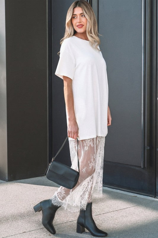 Midnight Muse Lace Overlay T-Shirt Maxi Dress-Reef Love