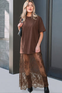 Midnight Muse Lace Overlay T-Shirt Maxi Dress-Reef Love