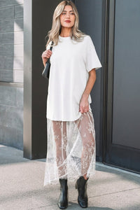 Midnight Muse Lace Overlay T-Shirt Maxi Dress-Reef Love