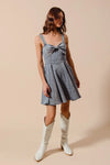 Mineral Washed Bow Ribbon Denim Flare Dress-Mineral washed denim flare dress with bow ribbon detail. Flattering silhouette with vintage vibes—perfect for casual days, brunch, or weekend outings.-Reef Love Boho-Chic Boutique