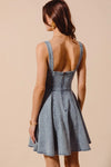 Mineral Washed Bow Ribbon Denim Flare Dress-Mineral washed denim flare dress with bow ribbon detail. Flattering silhouette with vintage vibes—perfect for casual days, brunch, or weekend outings.-Reef Love Boho-Chic Boutique