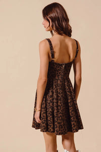 Mineral Washed Leopard Flare Cami Mini Dress-Bold leopard print cami dress with a sweetheart neckline & flare silhouette. Lightweight & flirty, perfect for date nights, summer outings & weekend adventures.-Reef Love Boho-Chic Boutique
