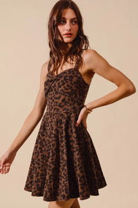 Mineral Washed Leopard Flare Cami Mini Dress-Bold leopard print cami dress with a sweetheart neckline & flare silhouette. Lightweight & flirty, perfect for date nights, summer outings & weekend adventures.-Reef Love Boho-Chic Boutique