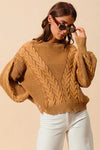 Mineral Washed Loose Fit Textured Cable Sweater