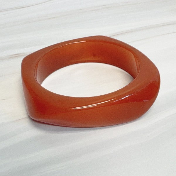 Modern Retro Sculpted Square Resin Bangle Bracelet-Modern Retro Sculpted Square Resin Bangle Bracelet. With its unique sculpted square silhouette and vintage-inspired feel.