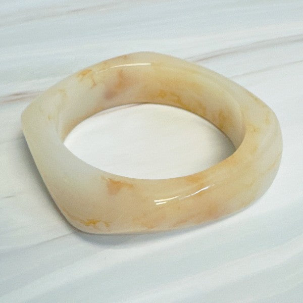 Modern Retro Sculpted Square Resin Bangle Bracelet-Modern Retro Sculpted Square Resin Bangle Bracelet. With its unique sculpted square silhouette and vintage-inspired feel.