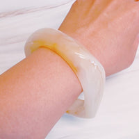 Modern Retro Sculpted Square Resin Bangle Bracelet-Modern Retro Sculpted Square Resin Bangle Bracelet. With its unique sculpted square silhouette and vintage-inspired feel.