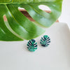 Shop Monstera Leaf Stud Earrings-Lightweight monstera leaf cut-out studs made from plant-based acrylic. Hypoallergenic & handmade in the USA—perfect gift for plant lovers for everyday wear.-available at Reef Love online boho-chic boutique