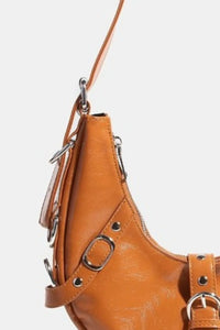 Multi Belt Strap Crescent Shoulder Bag