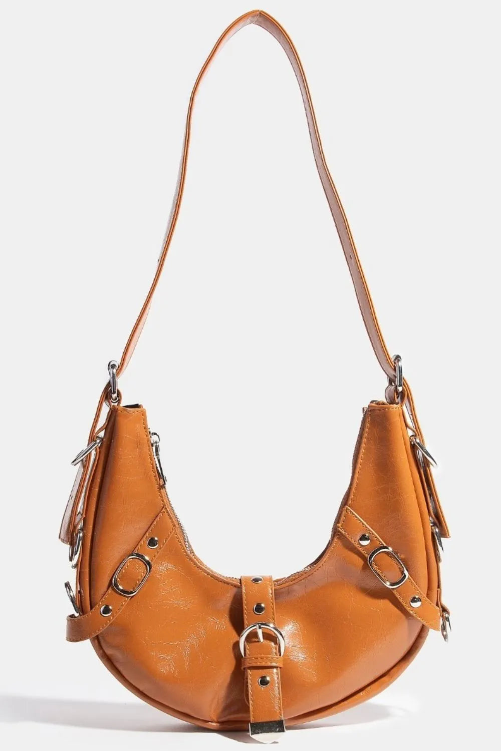 Multi Belt Strap Crescent Shoulder Bag