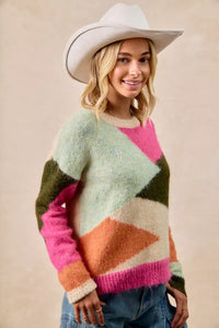 Multi Color Block Sweater Top