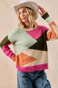 Multi Color Block Sweater Top