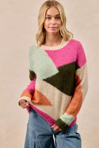 Multi Color Block Sweater Top