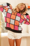 Multi Color Checker Pattern Sweater