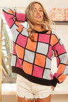 Multi Color Checker Pattern Sweater
