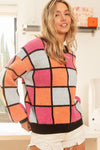 Multi Color Checker Pattern Sweater