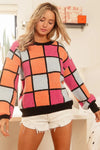 Multi Color Checker Pattern Sweater