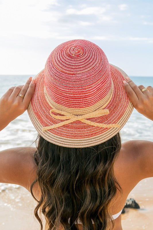 Multi-Stripe Bow Accent Bucket Sunhat-Reef Love
