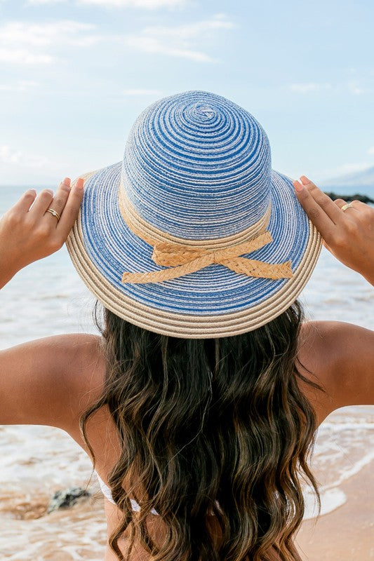 Multi-Stripe Bow Accent Bucket Sunhat-Reef Love