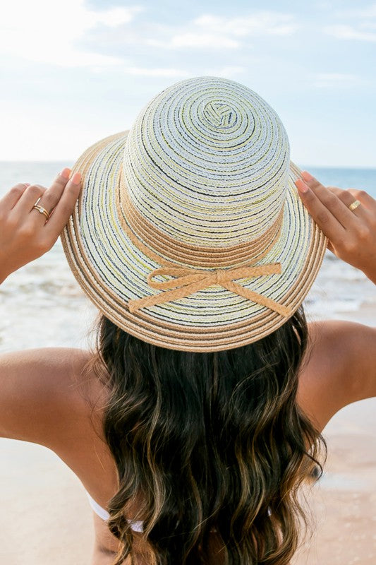 Multi-Stripe Bow Accent Bucket Sunhat-Reef Love