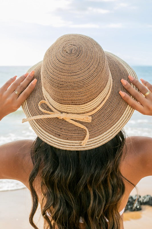 Multi-Stripe Bow Accent Bucket Sunhat-Reef Love