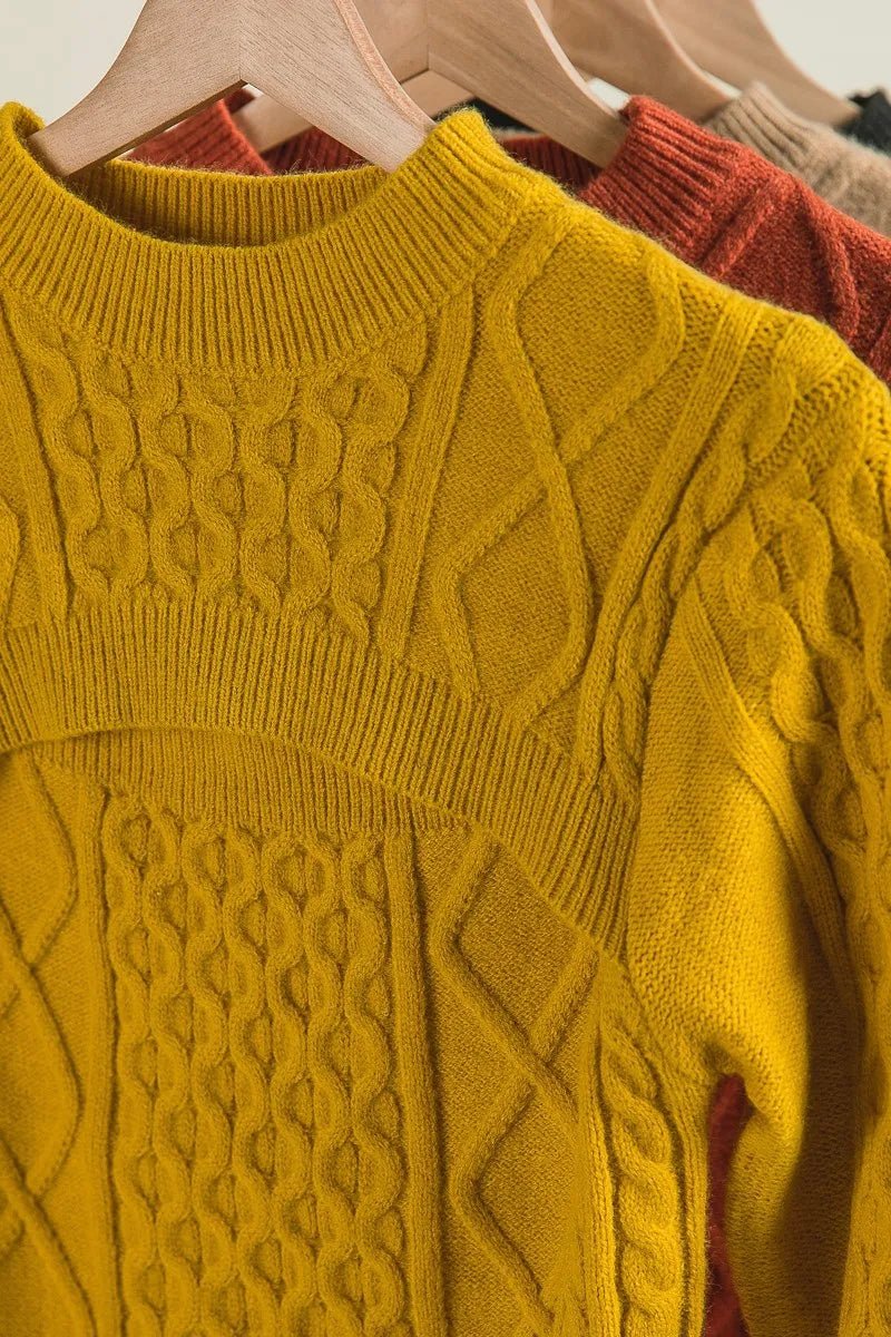 Mustard Cable - Knit Sweater with Cut Out Chest Detail - Reef Love