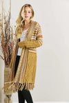 Mustard Fringe Hem Aztec Cardigan