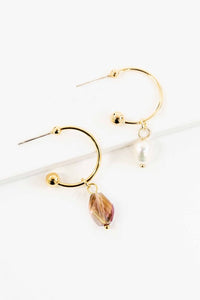 Nabi Pearl Asymmetrical Mix and Match Hoop Earrings-Lovoda-Reef Love
